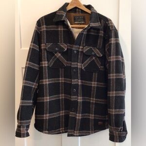 Jachs New York Shirt Jacket Large Plaid Wool Sherpa Faux Fur Lined Shacket